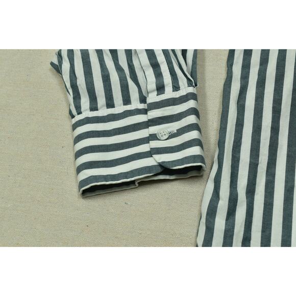 Lane Bryant Women's Button Up Blouse Long Sleeve Green Striped Size 26/28 Cotton - Picture 4 of 8